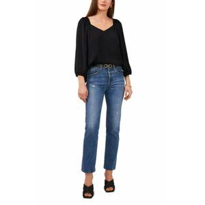 Vince Camuto Black V-Neck Long Sleeve Blouse